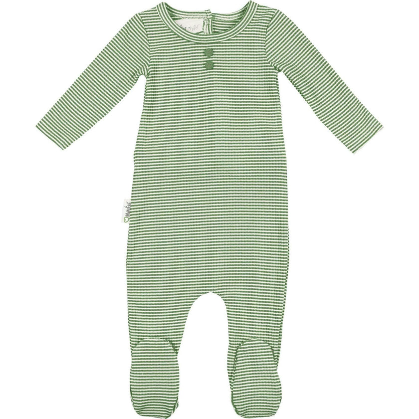 Button Striped Footie