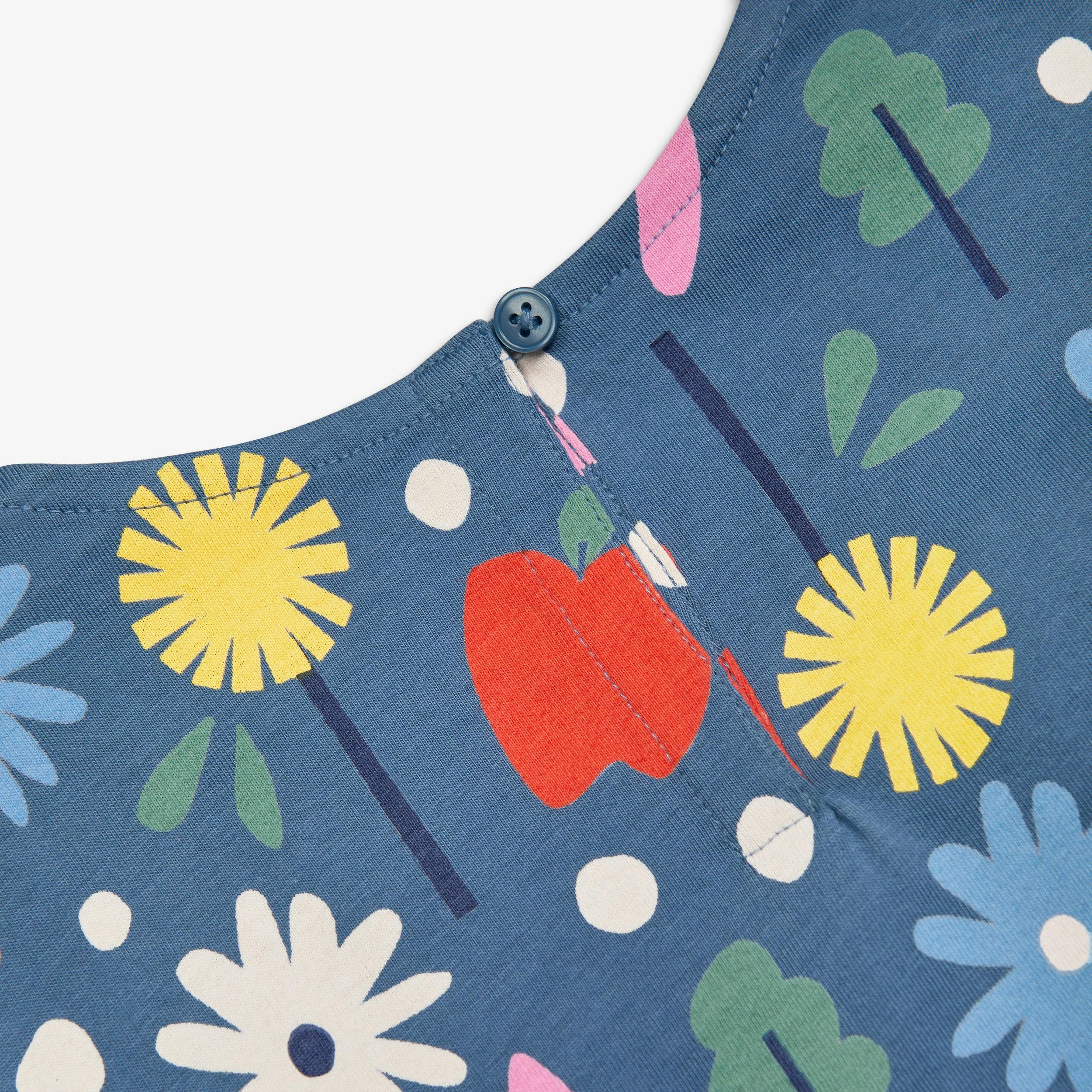 Kids long sleeve perfect pocket dress in rainbow garden party