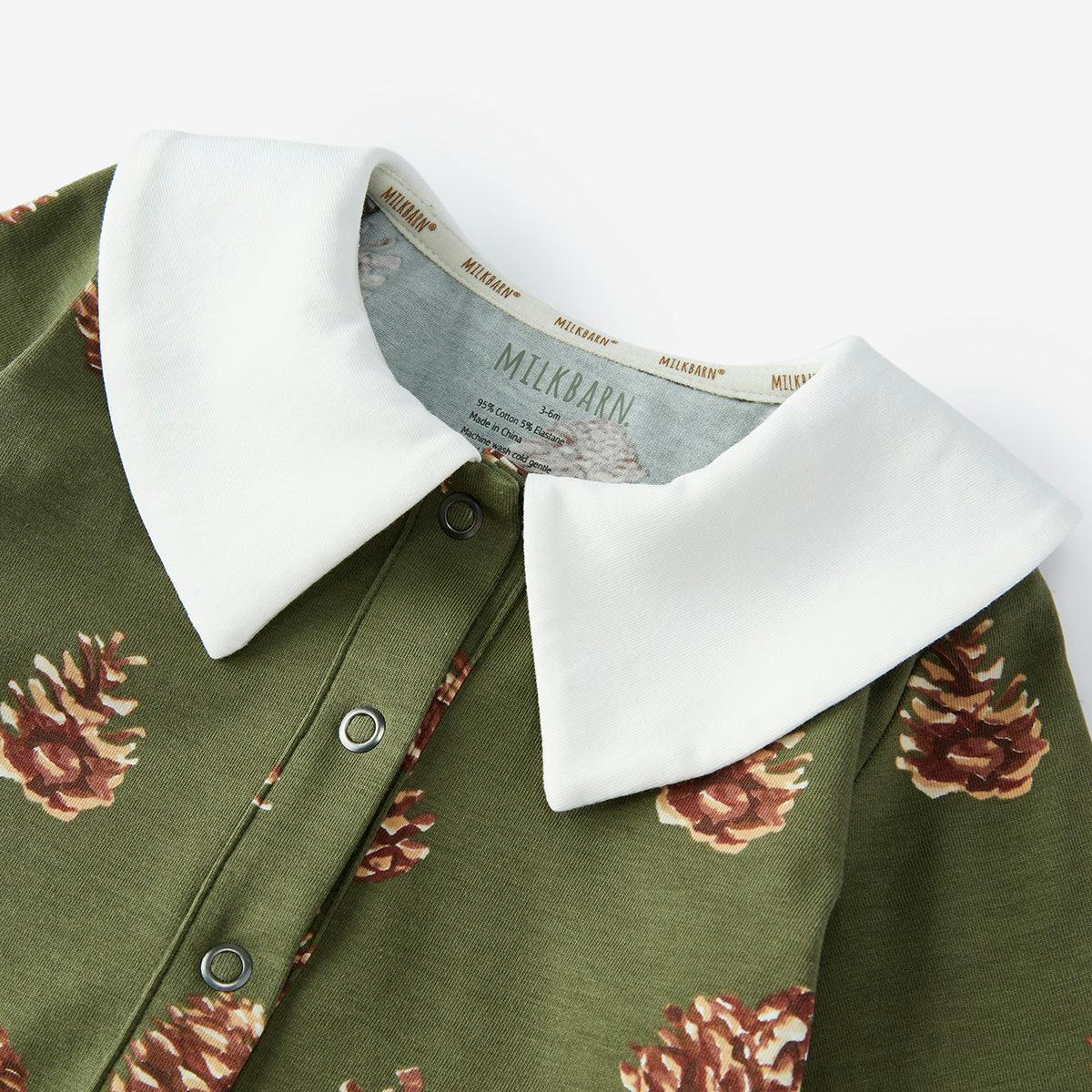Pinecone Cotton Stretch Collar Long Sleeve Jumpsuit
