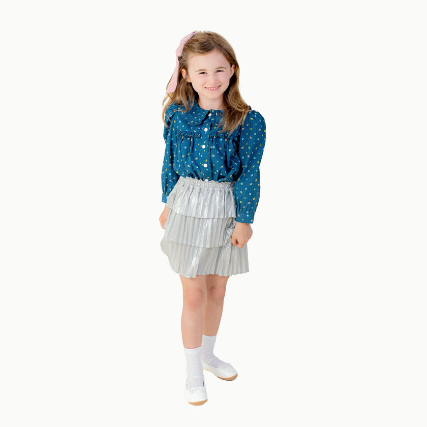 Ruffle Skirt in Silver Metallic