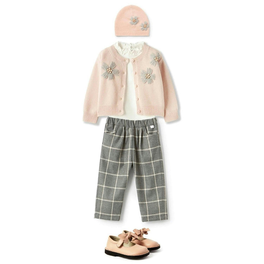IL GUFO Embroidered Quartz Pink Baby Cardigan