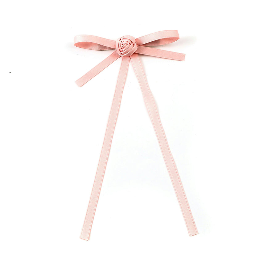 Halo Luxe Darla Rose Satin  Bow Hair Clip - Light Pink