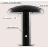 Suillius 11" Contemporary Bohemian Rechargeable/Cordless Iron Integrated LED Mushroom Table Lamp