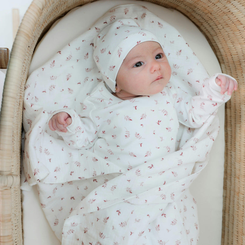 Branch Print Onesie Cream/Forest
