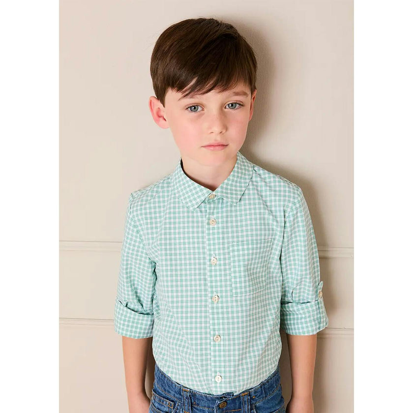 Lucas Check Pocket Detail Long Sleeve Shirt in Green (18mths- 10yrs)