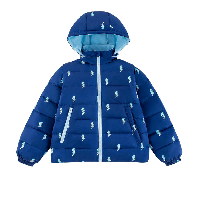 Tanner Reversible Detachable Light Puffer/Vest, Lightning Bolts