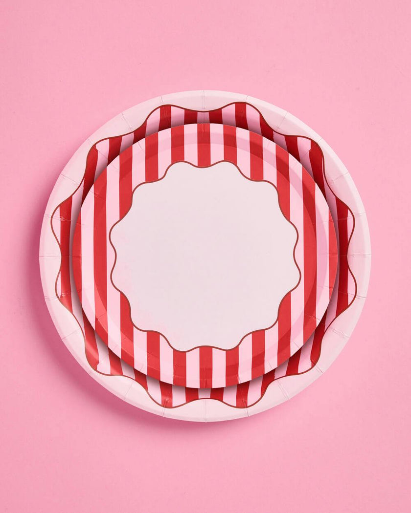 Candy Stripe Plates Set - 32 paper plates, 2 sizes