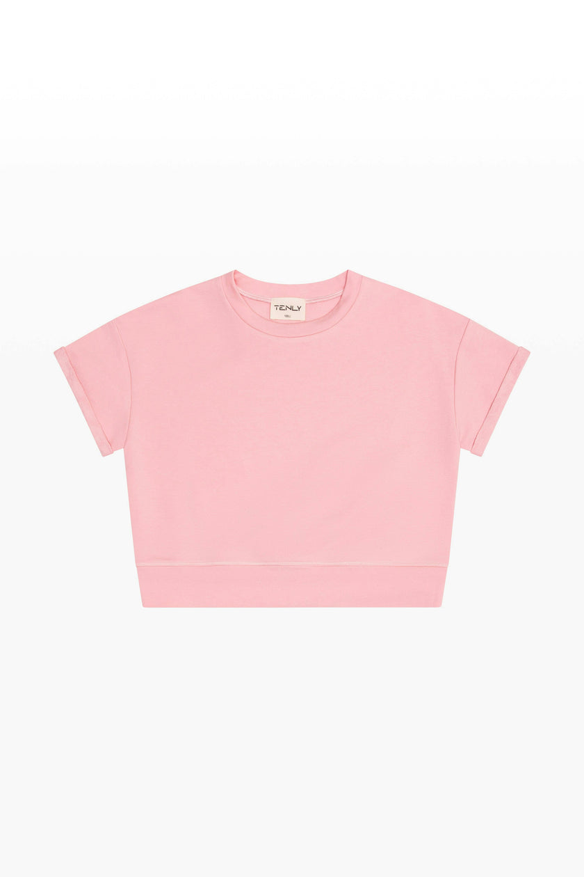 French Terry Rollup Sleeve Waistband Tee