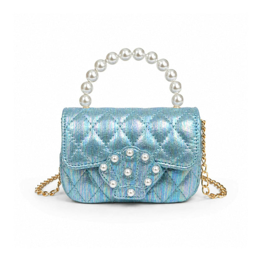 Pearl Handle Shell Quilted Kids Handbag