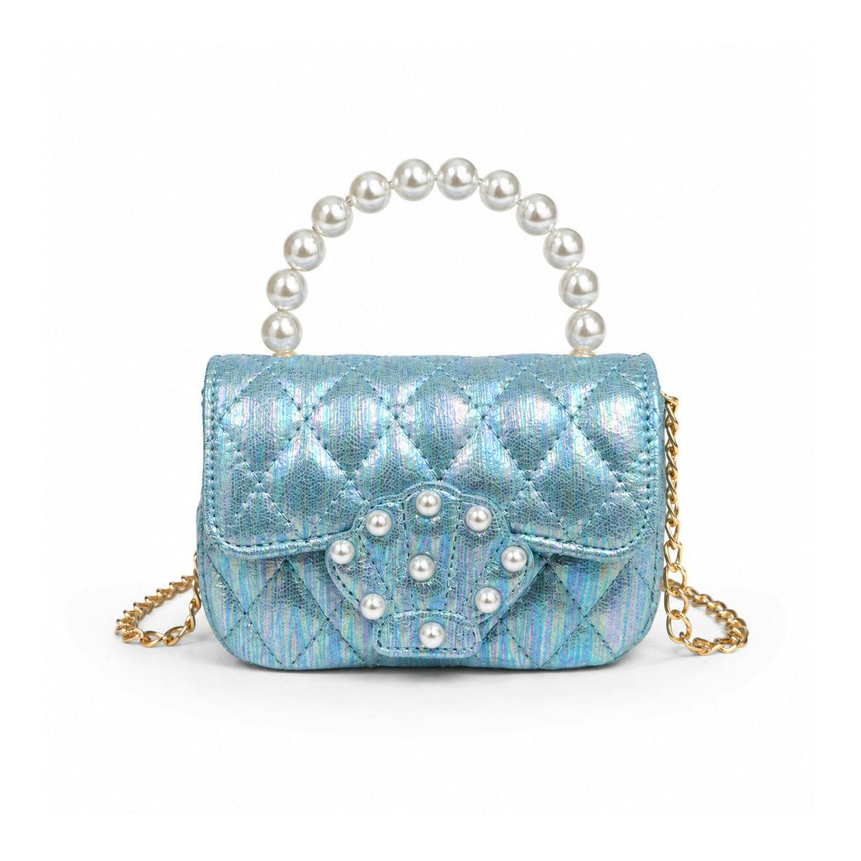 Pearl Handle Shell Quilted Kids Handbag