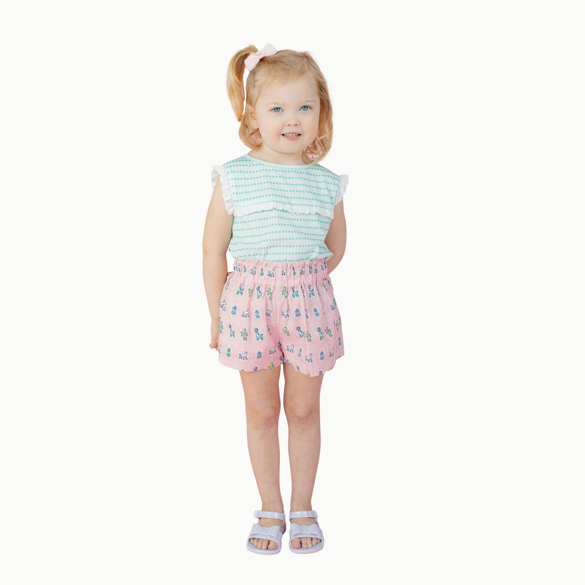 Eyelet Lace Tank in Green Floral Stripe