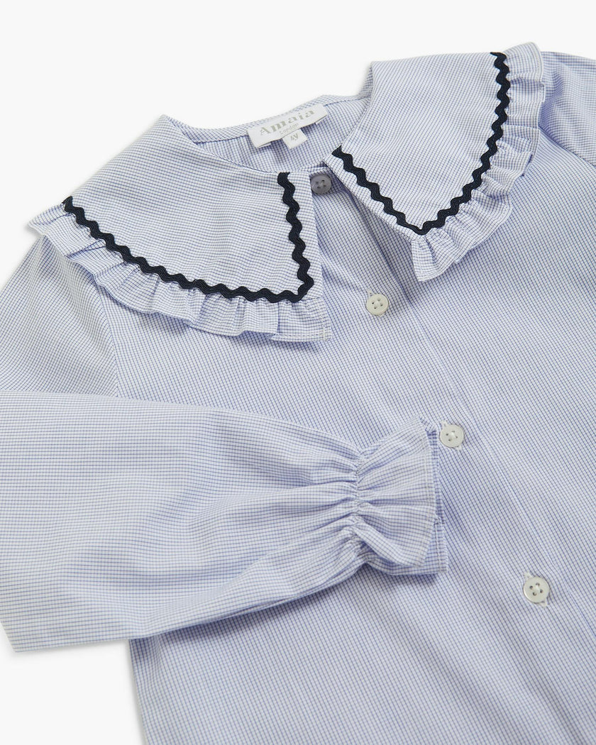 Isoline Blouse Navy Minicheck