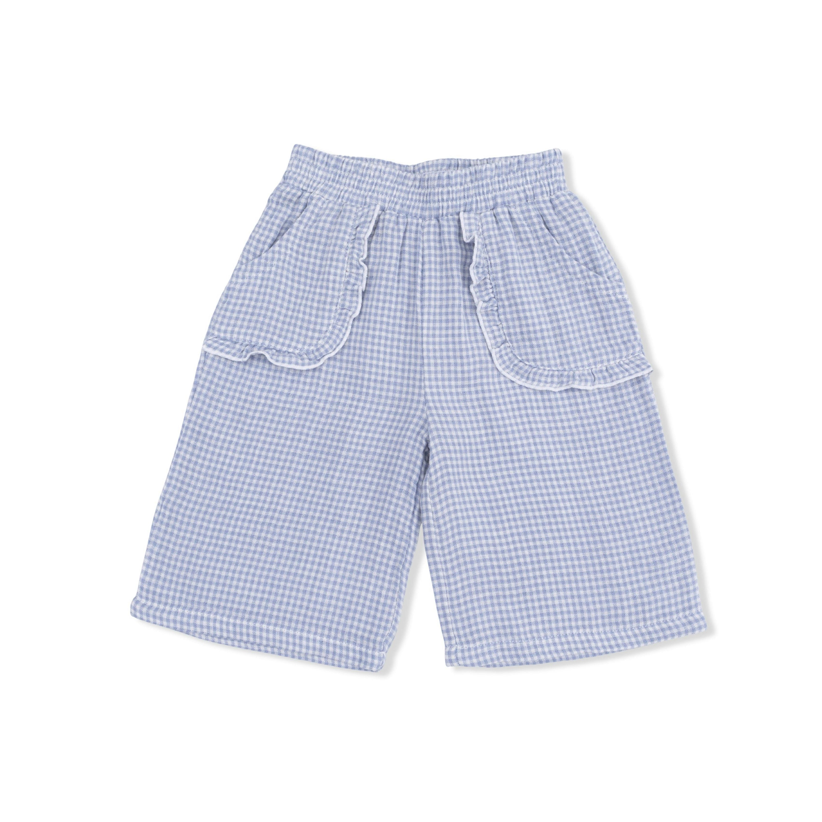 Micro Gingham Blue Blizzard - Peplum Tank with Wide Leg Pant