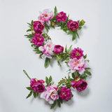 Pink Peony & Beauty Ranunculus Mixed Floral Mantel Garland Spring Summer Table Runner