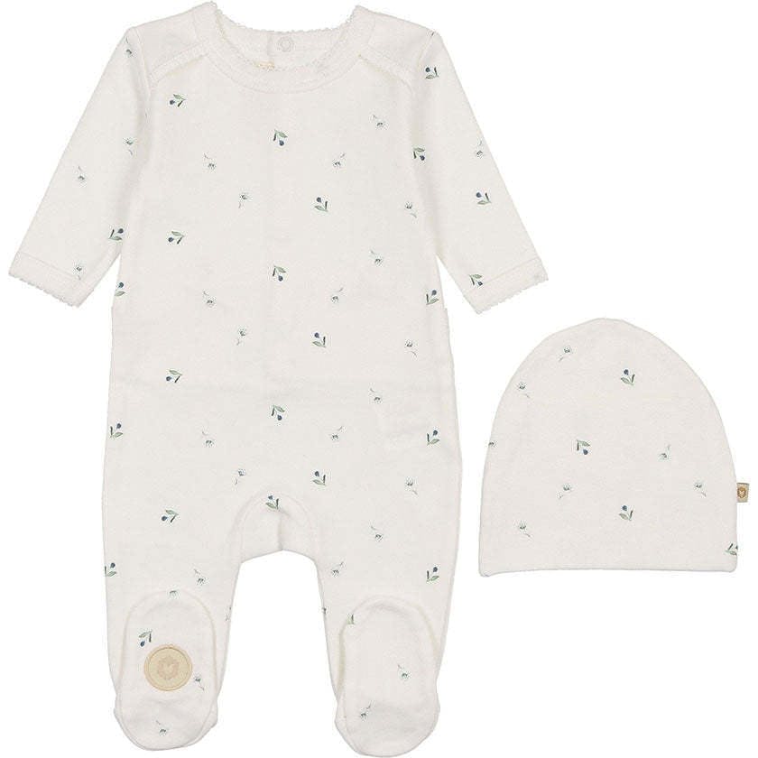 Plush Print Footie & Hat Set