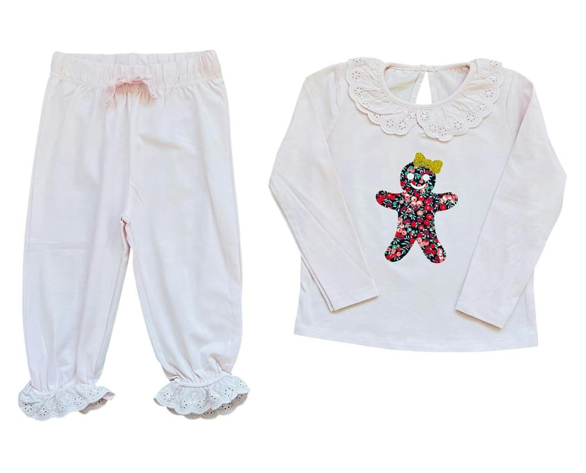 Liberty of London children's Gingerbread frilled pyjamas - pink