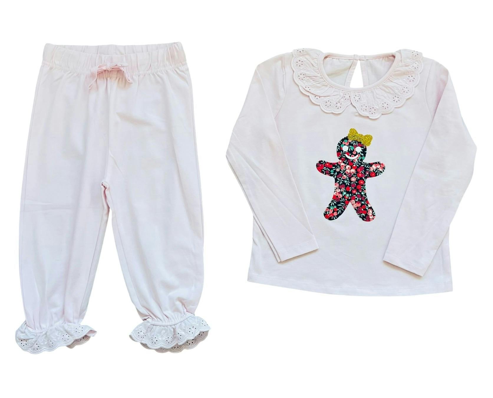 Liberty of London children's Gingerbread frilled pyjamas - pink