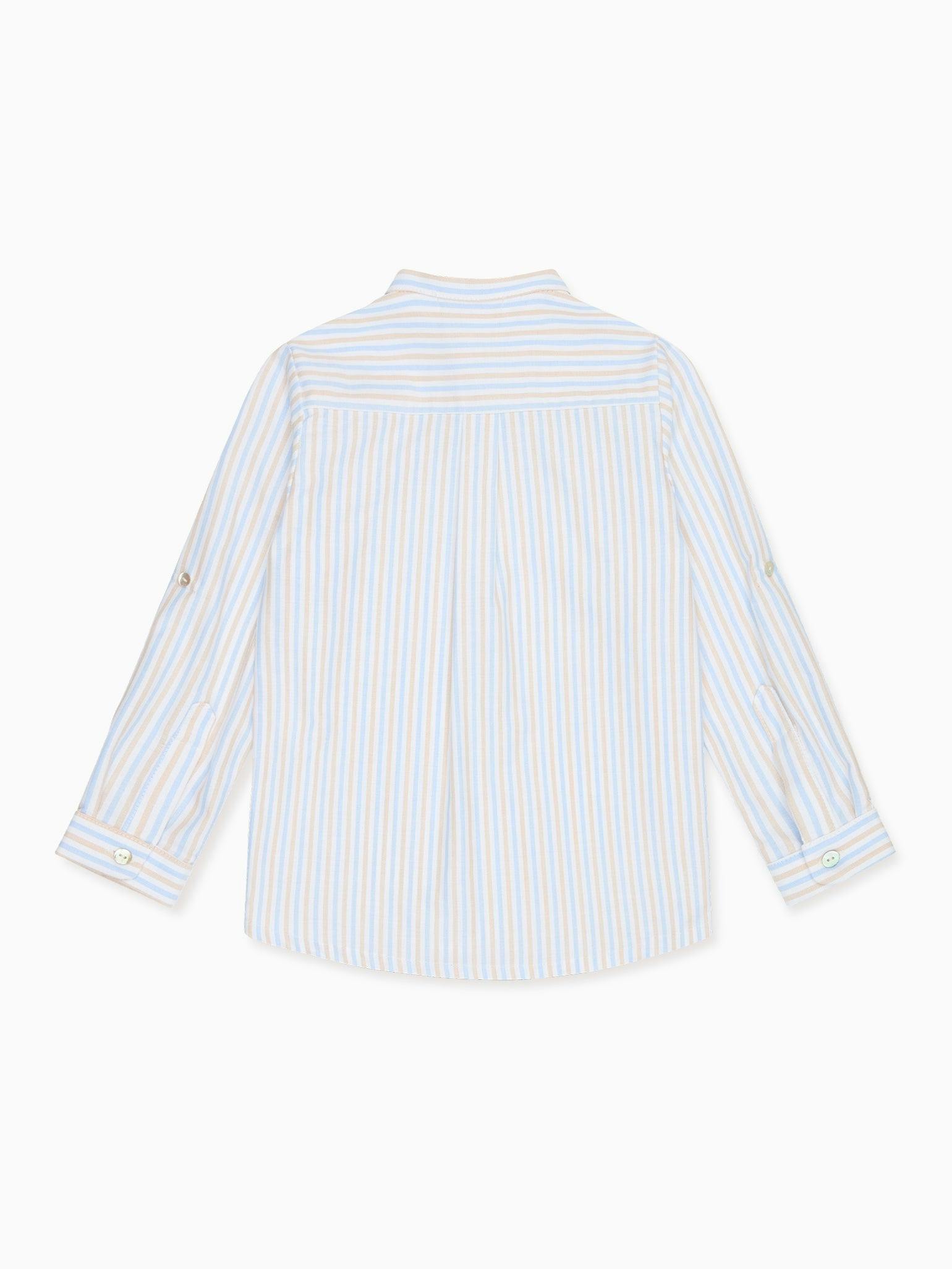 Caramel Stripe Jazmin Long Sleeve Boy Shirt
