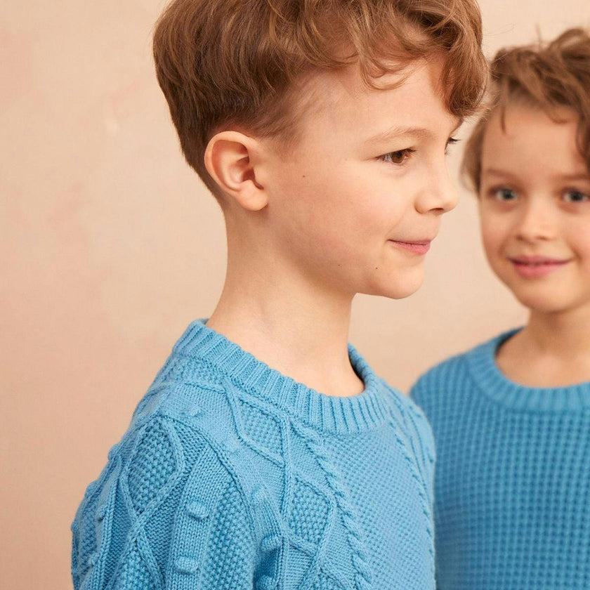 Cable Popcorn Jumper | Iceland Blue
