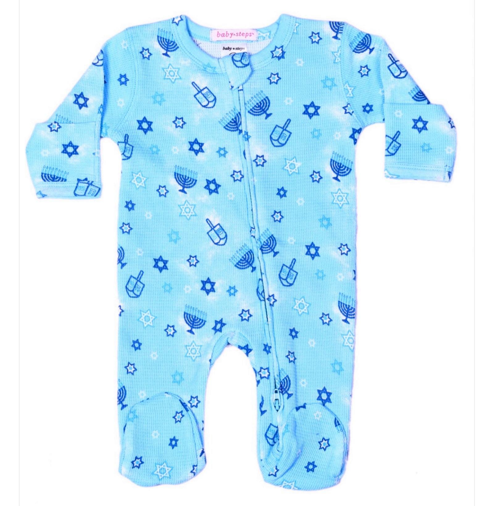 Baby Thermal Zipper Footie - Chanukah - Holiday Collection