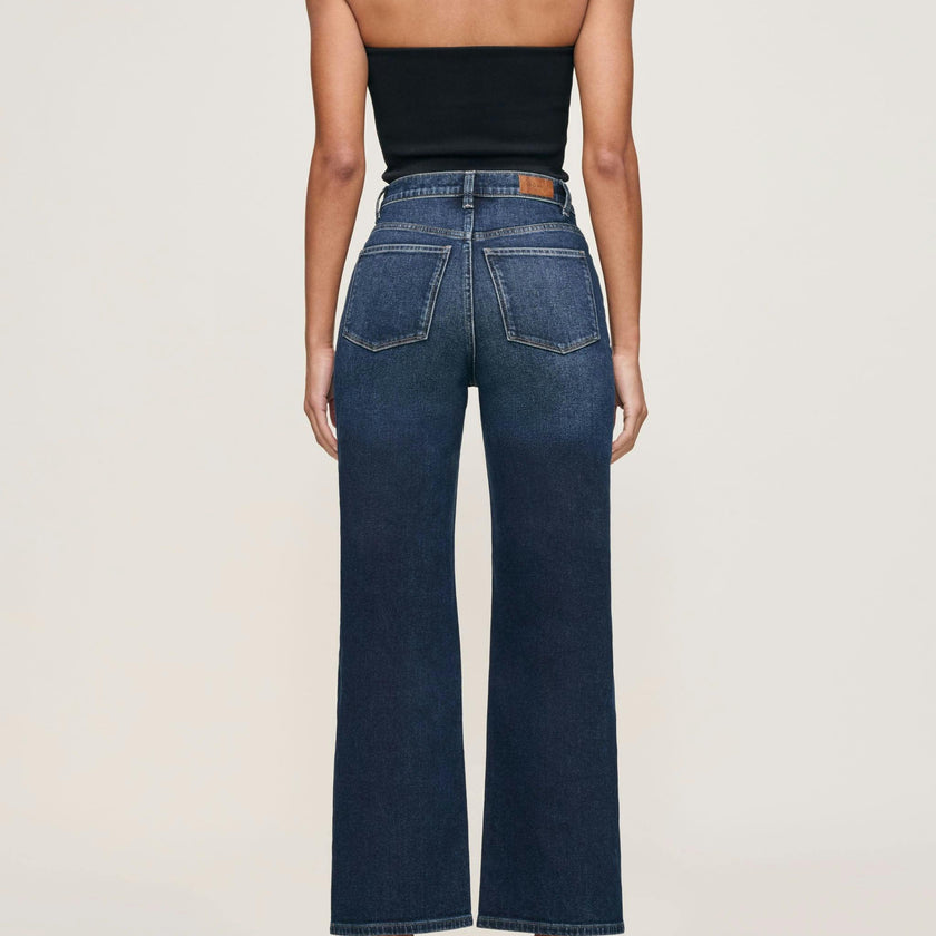 Karmine Refined Wide Leg High Rise 28" Jeans Dark Sea