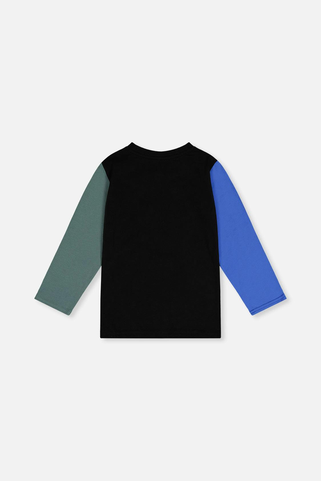 Long Sleeve T-Shirt Black, Blue And Green