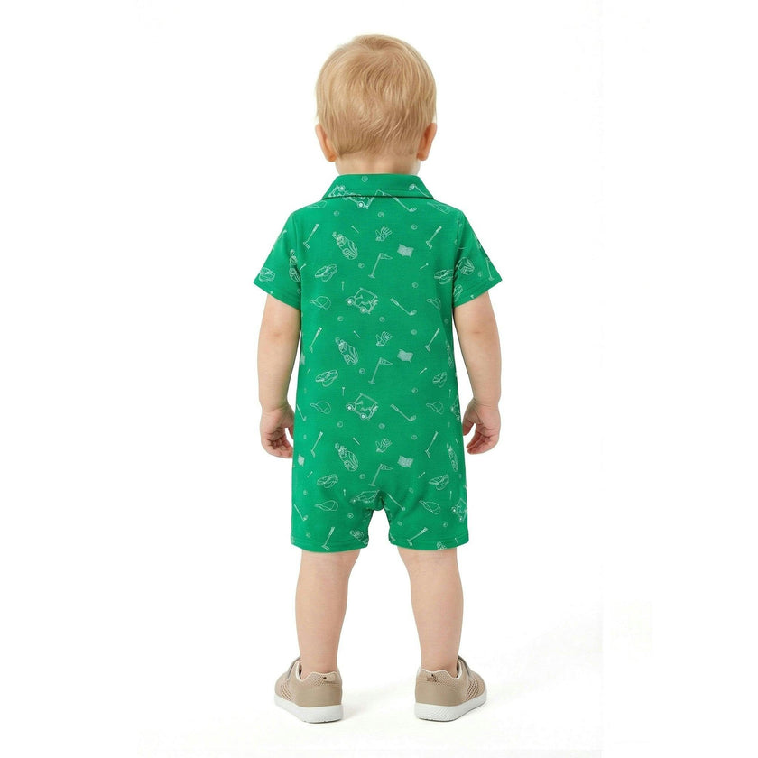 Printed Baby Romper | Green Golf