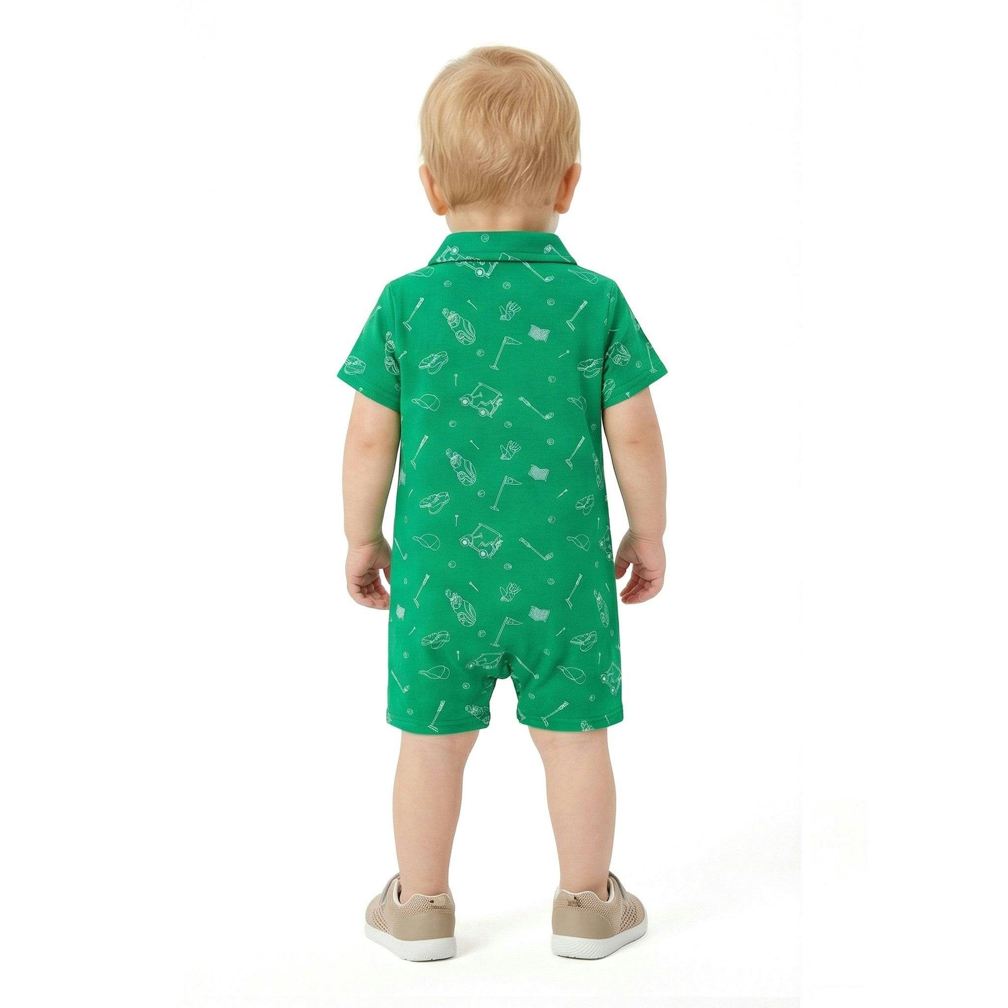 Printed Baby Romper | Green Golf