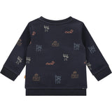 All-Over Viking Ships Graphic Crew Neck Pullover Sweatshirt