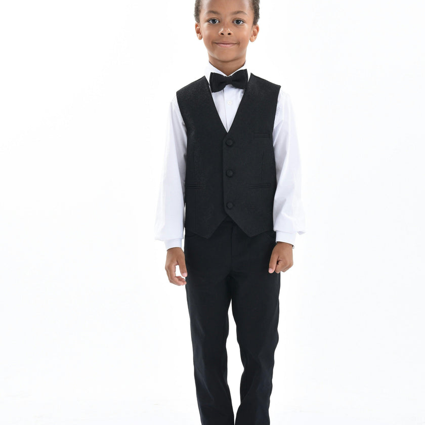 Black Print Vest & Bowtie