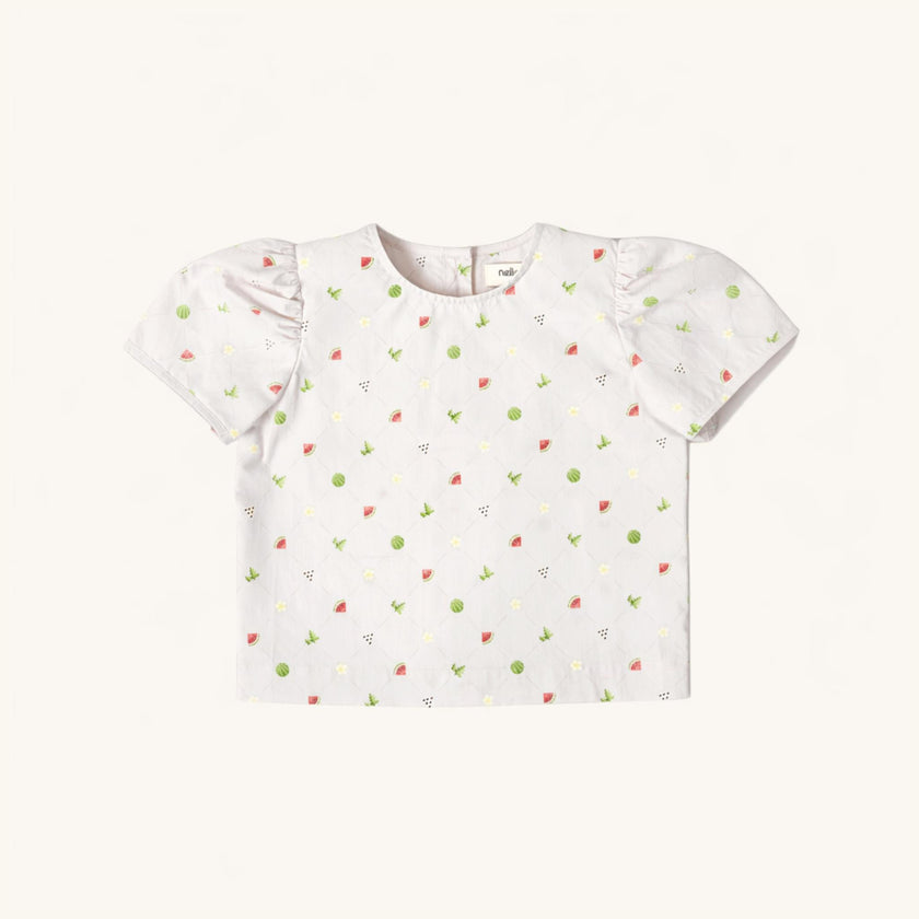 Puff Sleeve Blouse in Melon Patch