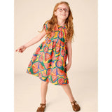 Puff Sleeve Empire Dress, Orange
