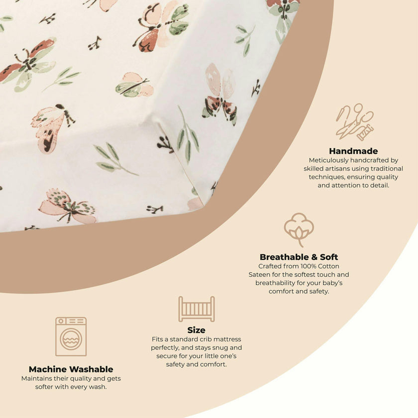 Parker Butterfly Cotton Fitted Crib Sheet