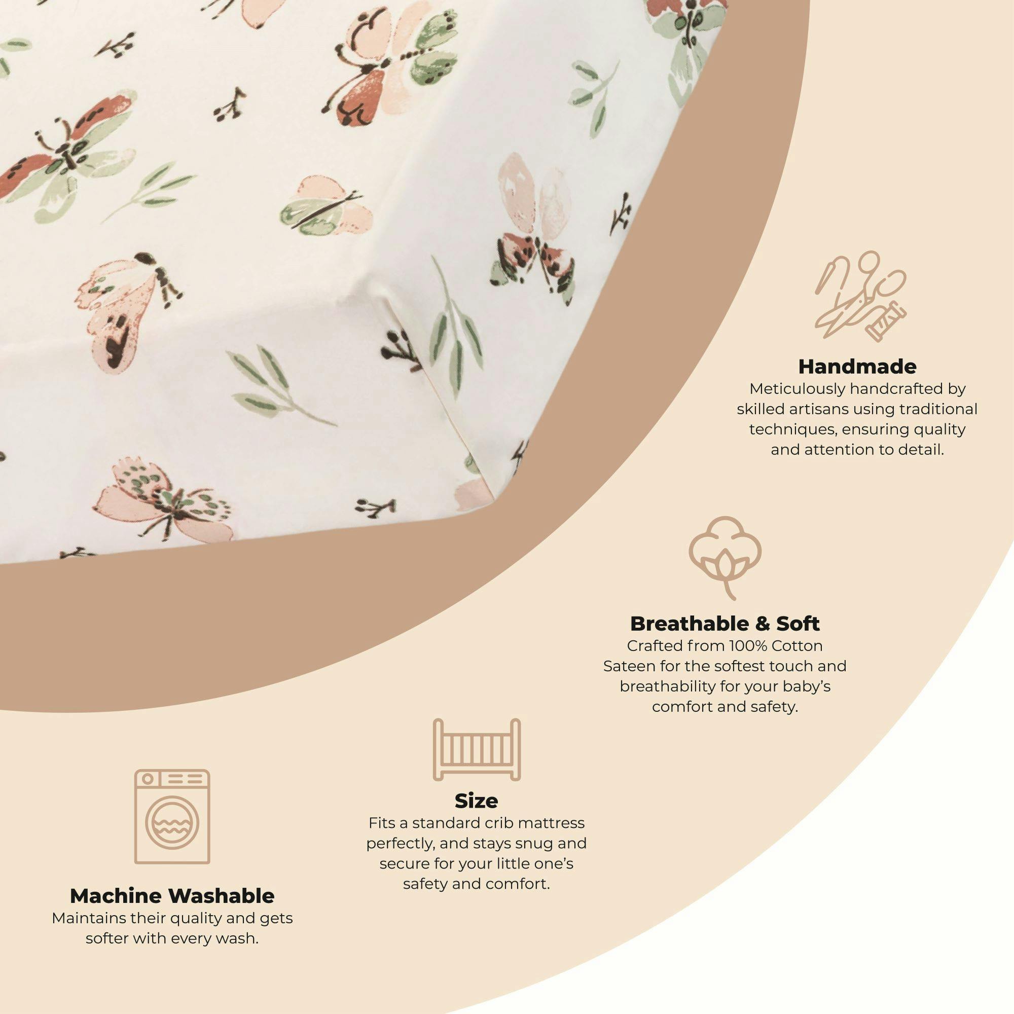 Parker Butterfly Cotton Fitted Crib Sheet
