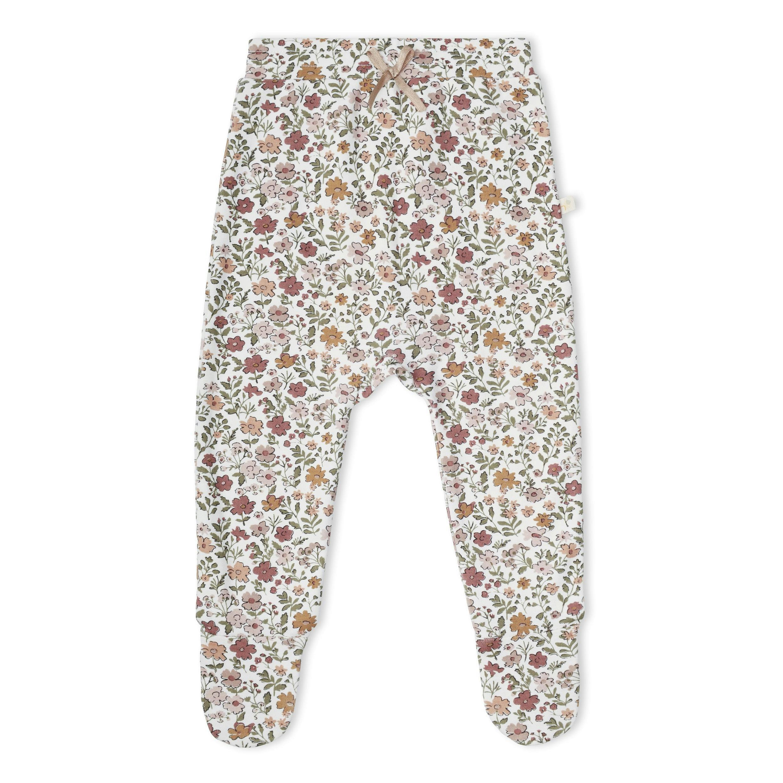 Organic Kimono Top & Footed Pants Set - Woodland Sprig