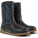 Savina Twins Print Leather Boots, Black