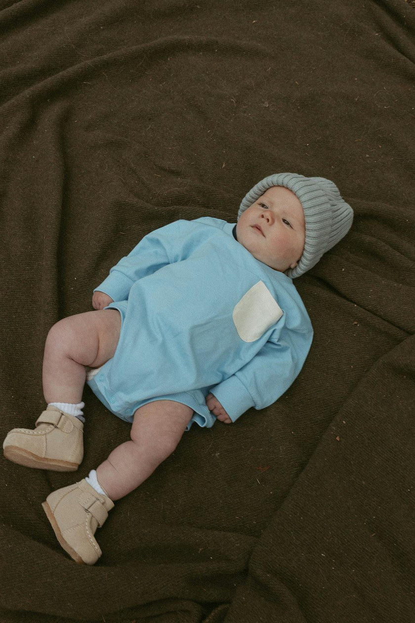 Harley Pocket Romper in Dusk Blue