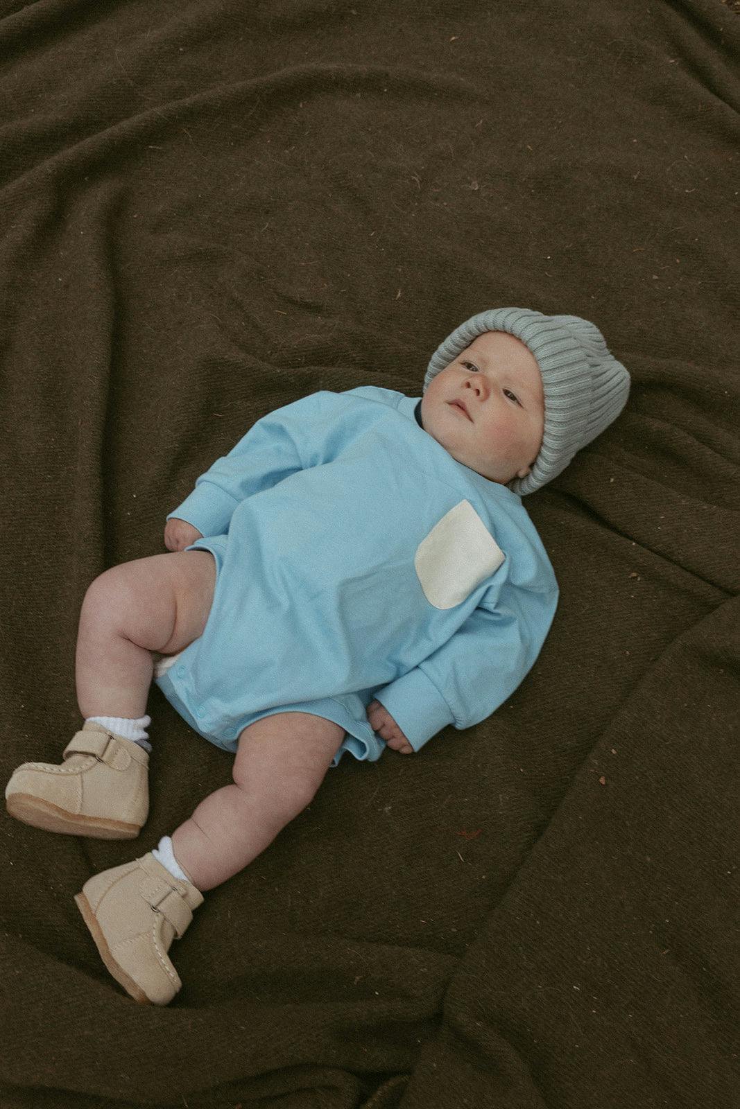 Harley Pocket Romper in Dusk Blue