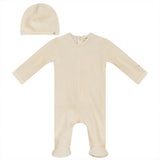 Ribbed Velour Onesie with Hat