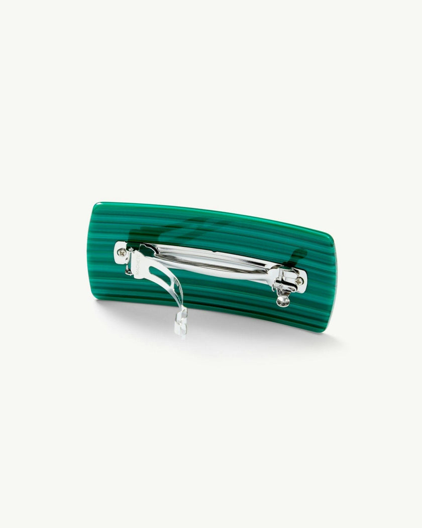 Jumbo Box Barrette in Malachite