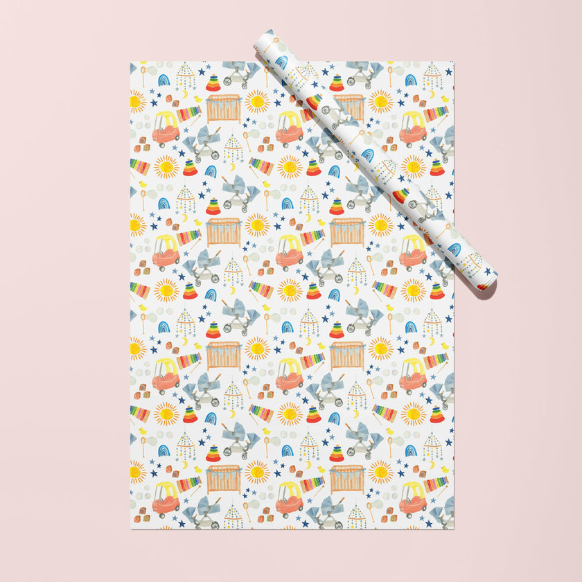 Baby Shower Icons Gift Wrap