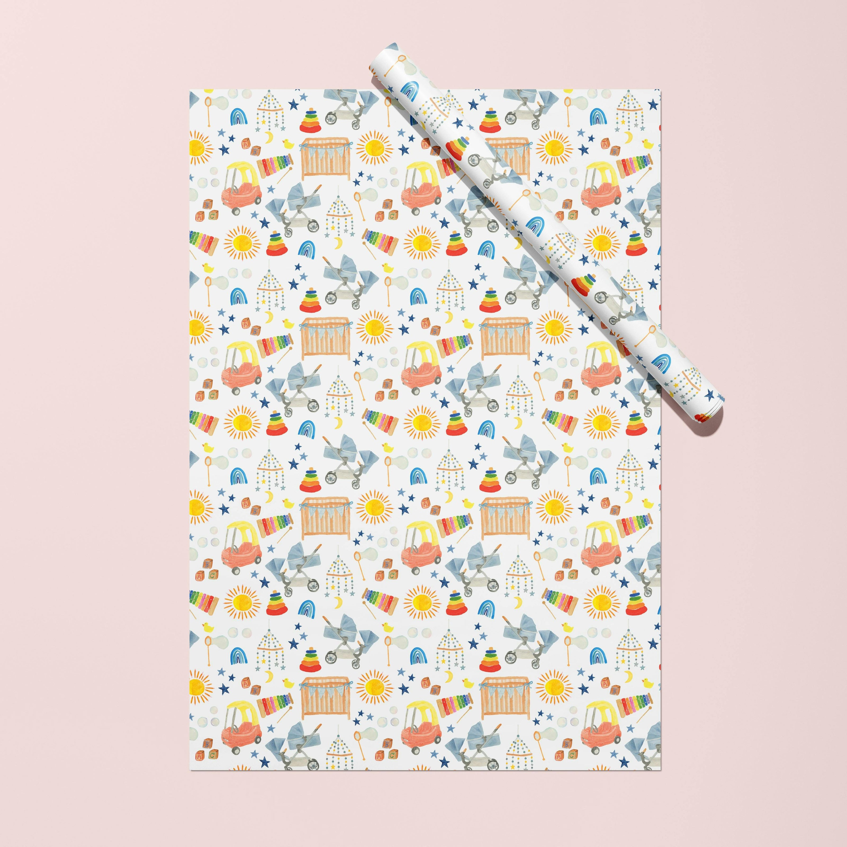 Baby Shower Icons Gift Wrap