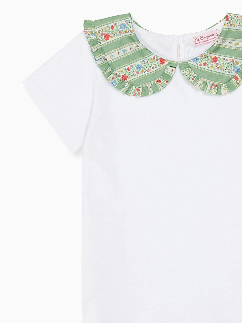 Sage Floral Stripe Rosalin Girl Top