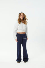 Mia White Grey French Terry Zip up Hoodie - Travel Set