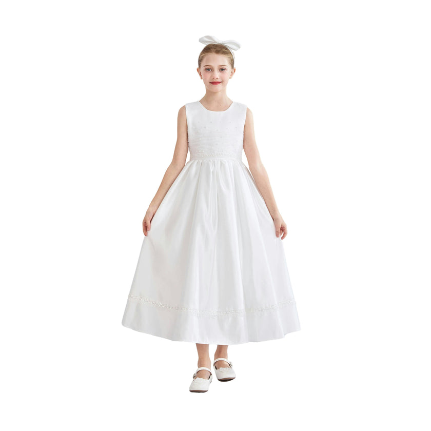 White Sylvarra Sleeveless Formal Dress with Headband