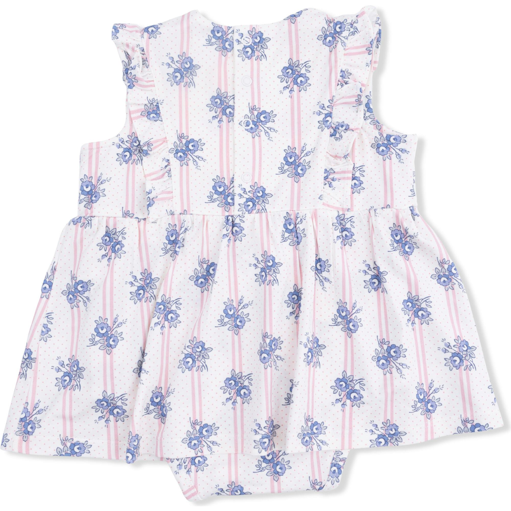 Stripe Dot Roses - Ruffle Bodysuit Dress