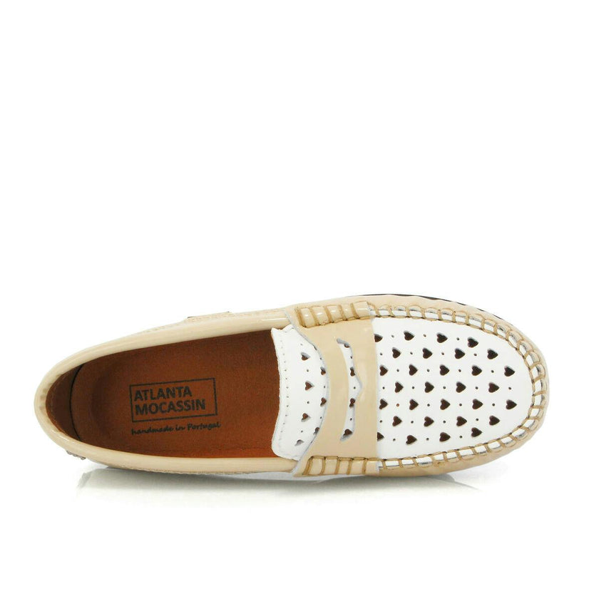 032 Walkers - beige patent with hearts