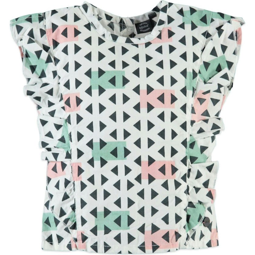 Geometric Ruffle Top