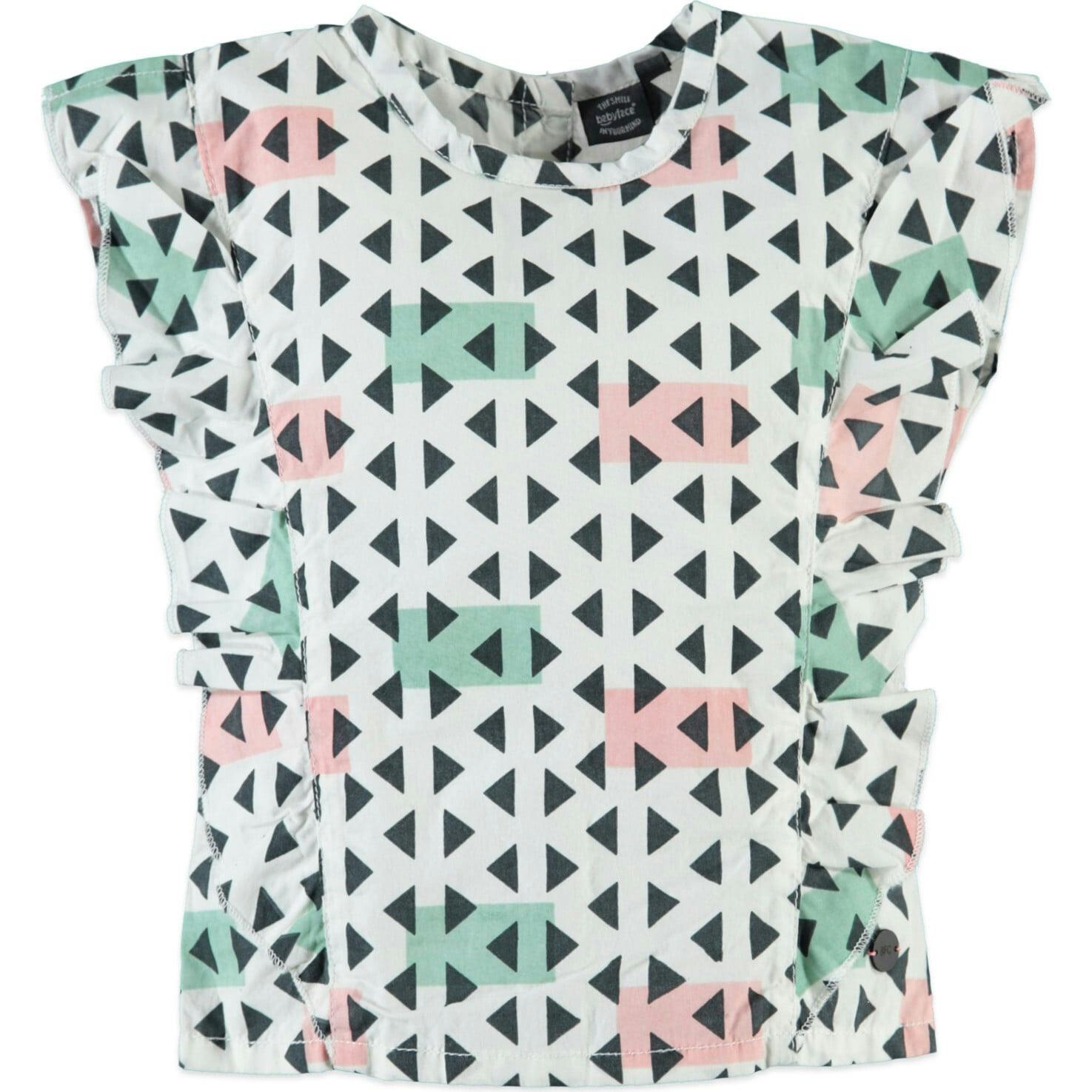 Geometric Ruffle Top