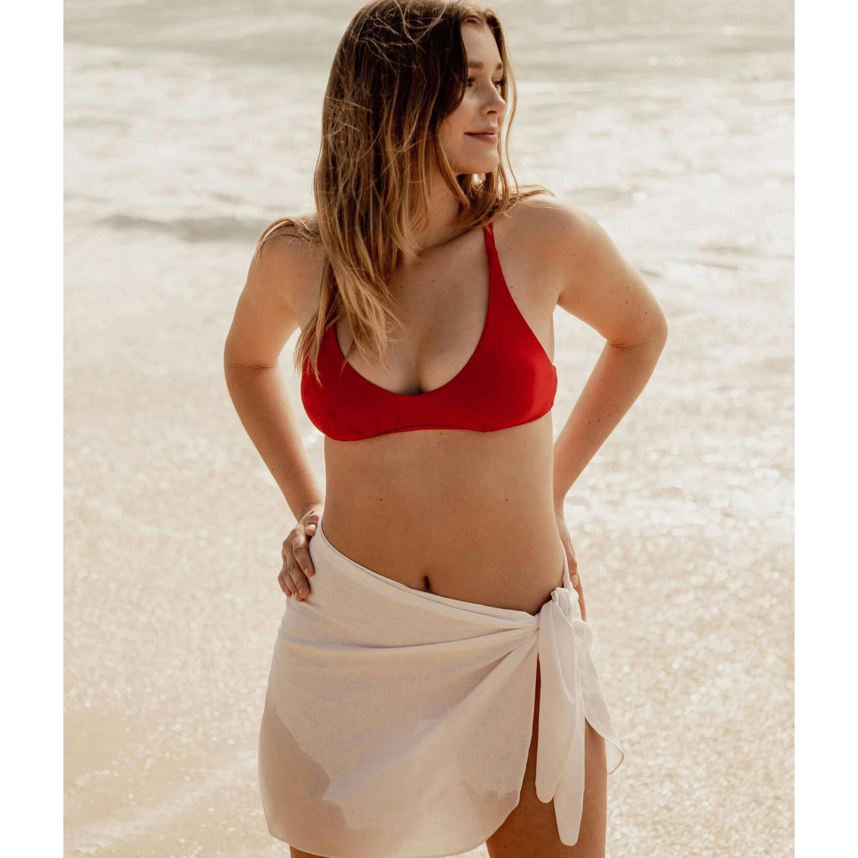 The Valencia Bikini Top - Flat - Cherry Red